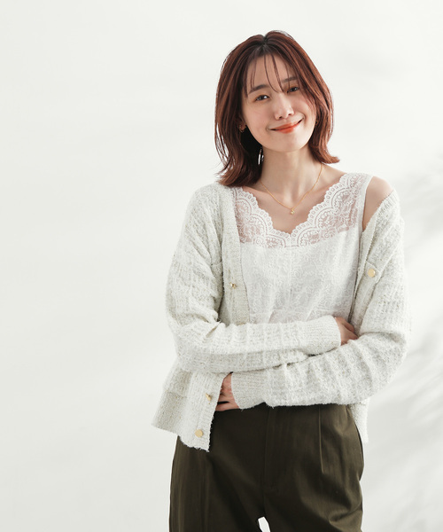 ROPE' PICNIC(ロペピクニック)の「2WAY/総レースインナー(タンクトップ・レディース・ホワイト/ブラック・38/40)」の5枚目の写真