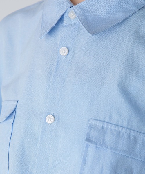 BONLECILL(ボンルシール)の「ダンガリーデニム フレンチスリーブクロップドシャツ(シャツ/ブラウス・レディース・ネイビー/サックスブルー/ブルー・FREE)」の13枚目の写真