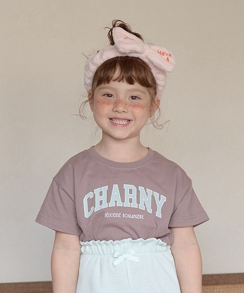 Lycee mine（リセマイン）の「【型崩れしないやわらかコットン】選べる7パターンオリジナルプリントTシャツ（Tシャツ/カットソー・キッズ・ライトブルー/ミント/モカ/チャコール/パープル/ベージュ系/ピンク・130cm/140cm/100cm/150cm/110cm/120cm）」の3枚目の写真