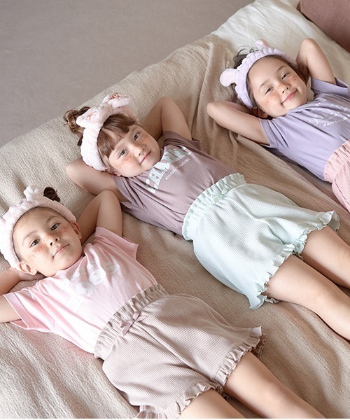 Lycee mine（リセマイン）の「【型崩れしないやわらかコットン】選べる7パターンオリジナルプリントTシャツ（Tシャツ/カットソー・キッズ・ライトブルー/ミント/モカ/チャコール/パープル/ベージュ系/ピンク・130cm/140cm/100cm/150cm/110cm/120cm）」の13枚目の写真