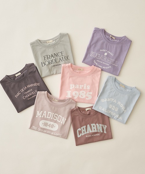 Lycee mine（リセマイン）の「【型崩れしないやわらかコットン】選べる7パターンオリジナルプリントTシャツ（Tシャツ/カットソー・キッズ・ライトブルー/ミント/モカ/チャコール/パープル/ベージュ系/ピンク・130cm/140cm/100cm/150cm/110cm/120cm）」の14枚目の写真