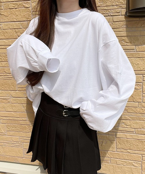 Nana(ナナ)の「袖タグロンT(Tシャツ/カットソー・レディース・ブラック/ホワイト/グレー・FREE)」の5枚目の写真