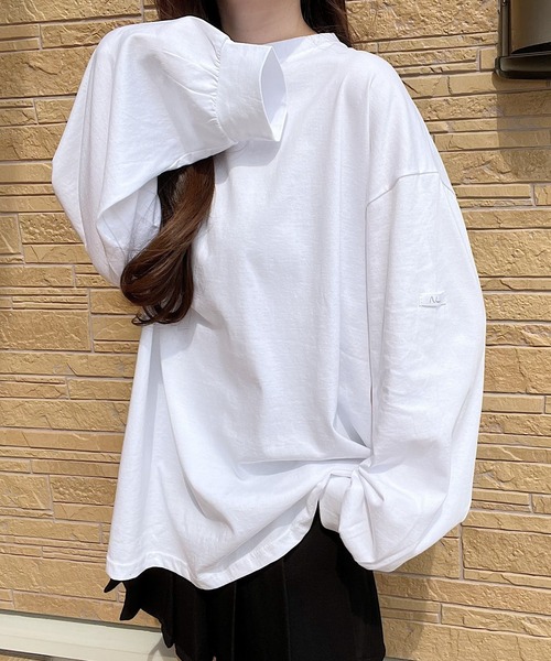 Nana(ナナ)の「袖タグロンT(Tシャツ/カットソー・レディース・ブラック/ホワイト/グレー・FREE)」の6枚目の写真