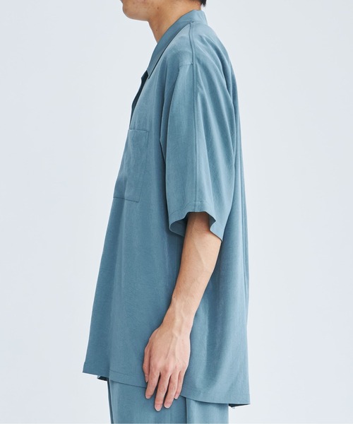 08sircus（ゼロエイトサーカス）の「【08sircus/ゼロエイトサーカス】Back dolman split shirt S/S（シャツ/ブラウス・メンズ・ブラック/グリーン・4/5）」の13枚目の写真