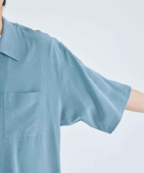 08sircus（ゼロエイトサーカス）の「【08sircus/ゼロエイトサーカス】Back dolman split shirt S/S（シャツ/ブラウス・メンズ・ブラック/グリーン・4/5）」の17枚目の写真