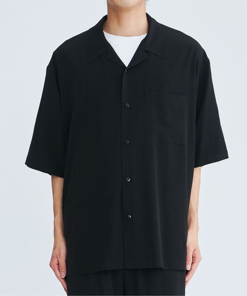 08sircus（ゼロエイトサーカス）の「【08sircus/ゼロエイトサーカス】Back dolman split shirt S/S（シャツ/ブラウス・メンズ・ブラック/グリーン・4/5）」の4枚目の写真