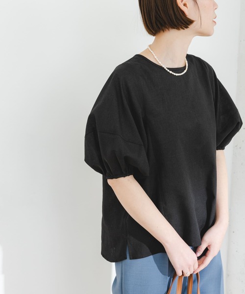 『URTECH高機能リネン』FbyROSSOランタンスリーブブラウス