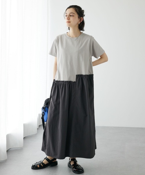 CRAFT STANDARD BOUTIQUE（クラフトスタンダードブティック）の「布帛切替アシメギャザーワンピース（ワンピース・レディース・グレー/ブラック・FREE）」の2枚目の写真