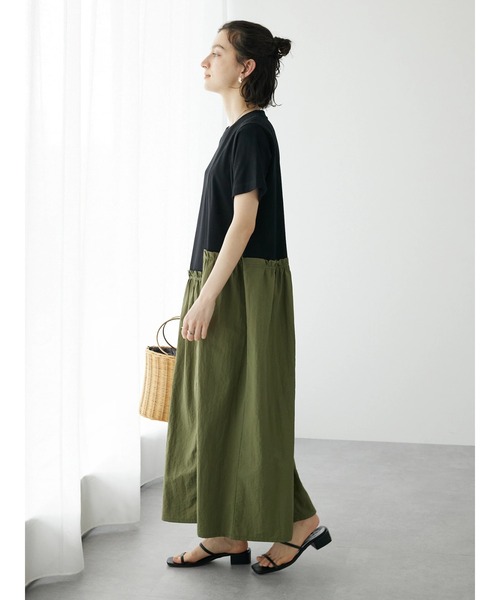 CRAFT STANDARD BOUTIQUE（クラフトスタンダードブティック）の「布帛切替アシメギャザーワンピース（ワンピース・レディース・グレー/ブラック・FREE）」の4枚目の写真