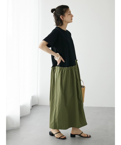 CRAFT STANDARD BOUTIQUE（クラフトスタンダードブティック）の「布帛切替アシメギャザーワンピース（ワンピース・レディース・グレー/ブラック・FREE）」の5枚目の写真