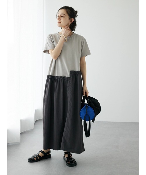 CRAFT STANDARD BOUTIQUE（クラフトスタンダードブティック）の「布帛切替アシメギャザーワンピース（ワンピース・レディース・グレー/ブラック・FREE）」の9枚目の写真