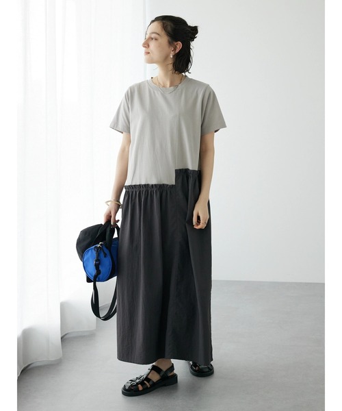 CRAFT STANDARD BOUTIQUE（クラフトスタンダードブティック）の「布帛切替アシメギャザーワンピース（ワンピース・レディース・グレー/ブラック・FREE）」の10枚目の写真