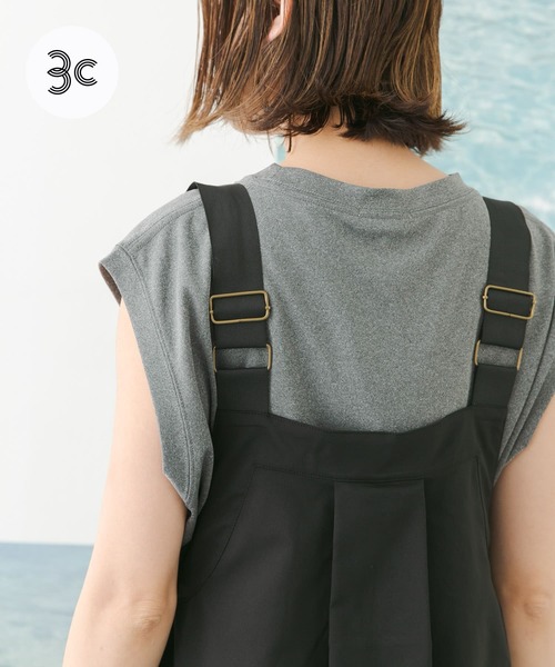 FORK&SPOON(フォークアンドスプーン)の「FORK&SPOON add fabrics ノースリーブTシャツ(Tシャツ/カットソー・レディース・ブラック/グレー・1)」の2枚目の写真