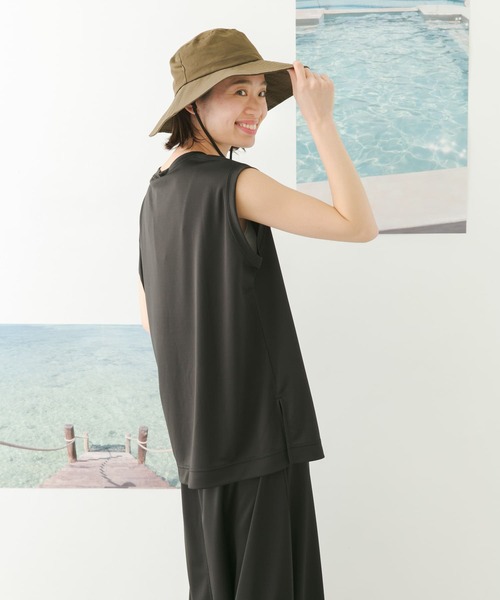 FORK&SPOON(フォークアンドスプーン)の「FORK&SPOON add fabrics ノースリーブTシャツ(Tシャツ/カットソー・レディース・ブラック/グレー・1)」の4枚目の写真