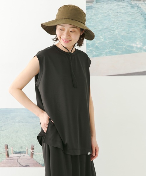 FORK&SPOON(フォークアンドスプーン)の「FORK&SPOON add fabrics ノースリーブTシャツ(Tシャツ/カットソー・レディース・ブラック/グレー・1)」の6枚目の写真