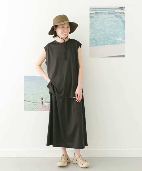 FORK&SPOON(フォークアンドスプーン)の「FORK&SPOON add fabrics ノースリーブTシャツ(Tシャツ/カットソー・レディース・ブラック/グレー・1)」の13枚目の写真