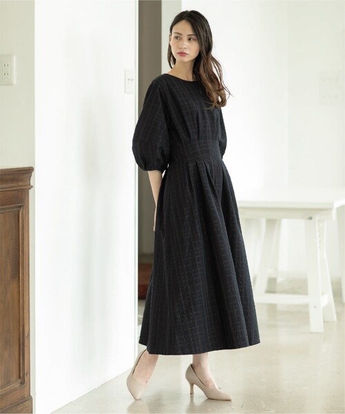 OPAQUE.CLIP（オペークドットクリップ）の「◆サッカーチェックフレアワンピース【洗える】（ワンピース・レディース・ブルー/ネイビー/グリーン・38/40）」の10枚目の写真