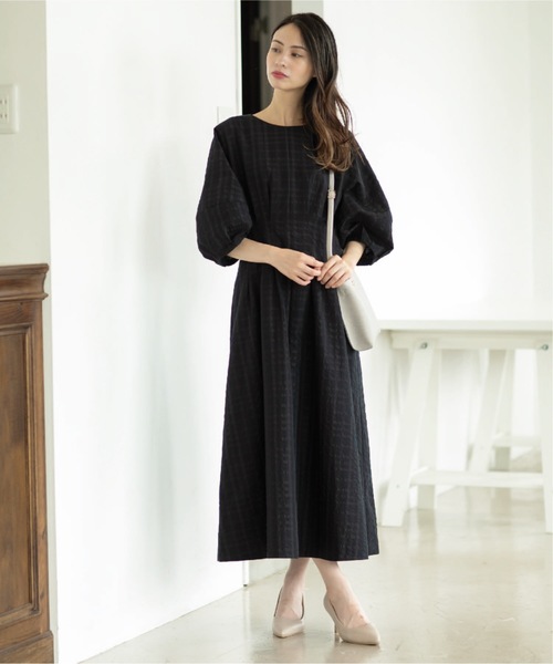 OPAQUE.CLIP（オペークドットクリップ）の「◆サッカーチェックフレアワンピース【洗える】（ワンピース・レディース・ブルー/ネイビー/グリーン・38/40）」の5枚目の写真