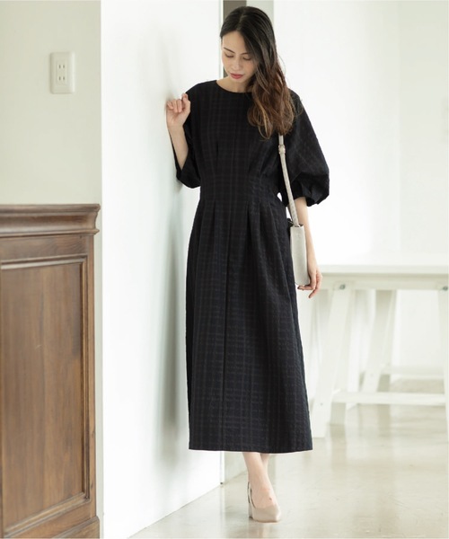 OPAQUE.CLIP（オペークドットクリップ）の「◆サッカーチェックフレアワンピース【洗える】（ワンピース・レディース・ブルー/ネイビー/グリーン・38/40）」の6枚目の写真