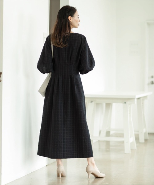 OPAQUE.CLIP（オペークドットクリップ）の「◆サッカーチェックフレアワンピース【洗える】（ワンピース・レディース・ブルー/ネイビー/グリーン・38/40）」の8枚目の写真