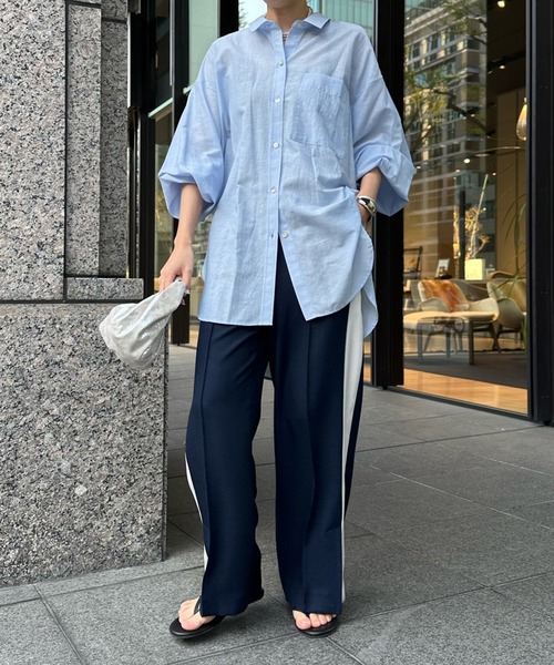 DouDou(ドゥドゥ)の「リネン混オーバーシャツ(シャツ/ブラウス・レディース・オフホワイト/サックスブルー/ネイビー・FREE)」の15枚目の写真