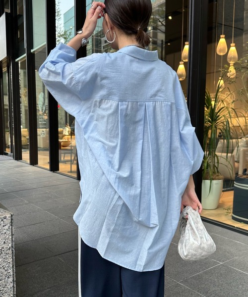 DouDou(ドゥドゥ)の「リネン混オーバーシャツ(シャツ/ブラウス・レディース・オフホワイト/サックスブルー/ネイビー・FREE)」の21枚目の写真