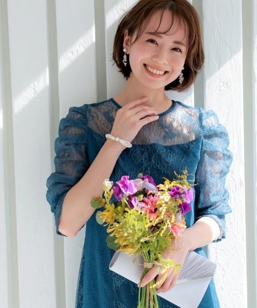 PREFERIR（プレフェリール）の「バックレースアップ 結婚式  パーティードレス  同窓会 お呼ばれワンピース（ドレス・レディース・ブラウン/ブラック/ブルー・SMALL/MEDIUM）」の7枚目の写真
