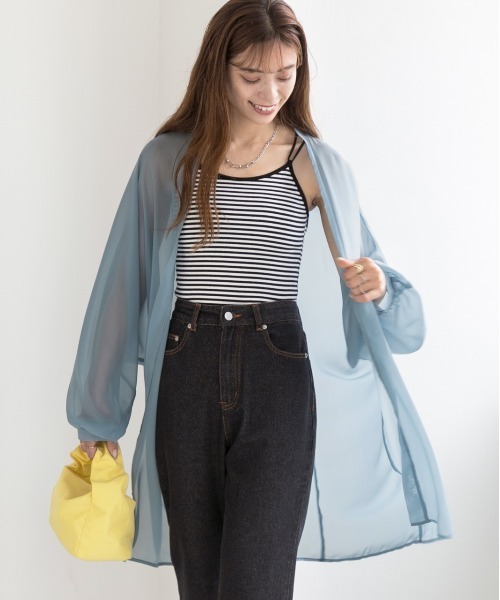 ad thie(アドティエ)の「シフォン ボリュームスリーブ ロングカーディガン(カーディガン/ボレロ・レディース・オフホワイト/ライラック/ライトグレー/グリーン/ブラック/ブルー・FREE)」の19枚目の写真