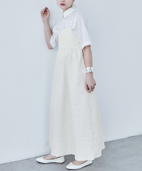 ふくれジャガード ビスチェ風キャミワンピース（ワンピース）｜Fashion Letter（ファッションレター）