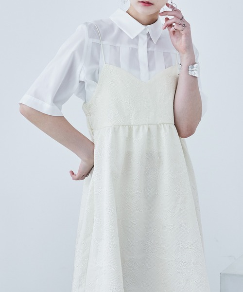ふくれジャガード ビスチェ風キャミワンピース（ワンピース）｜Fashion Letter（ファッションレター）