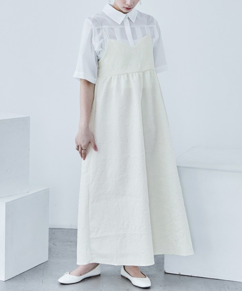 ふくれジャガード ビスチェ風キャミワンピース（ワンピース）｜Fashion Letter（ファッションレター）