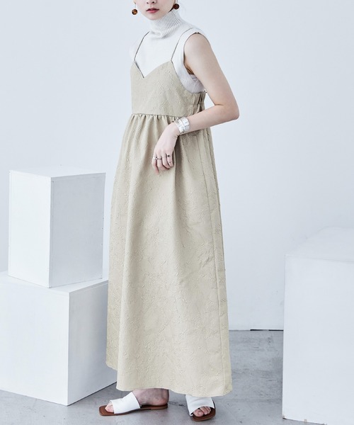 ふくれジャガード ビスチェ風キャミワンピース（ワンピース）｜Fashion Letter（ファッションレター）