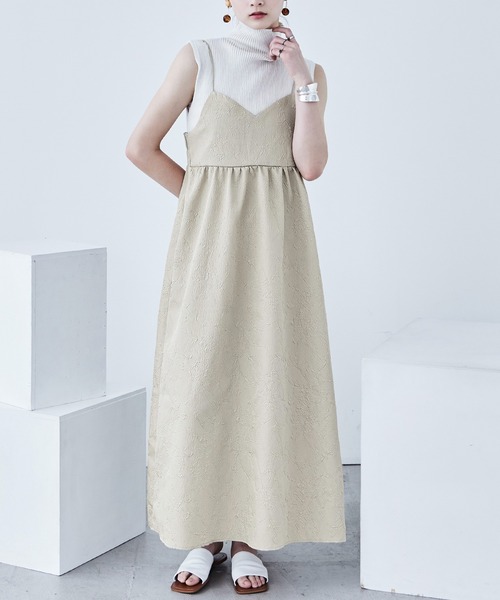 ふくれジャガード ビスチェ風キャミワンピース（ワンピース）｜Fashion Letter（ファッションレター）