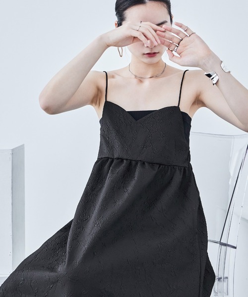 ふくれジャガード ビスチェ風キャミワンピース（ワンピース）｜Fashion Letter（ファッションレター）