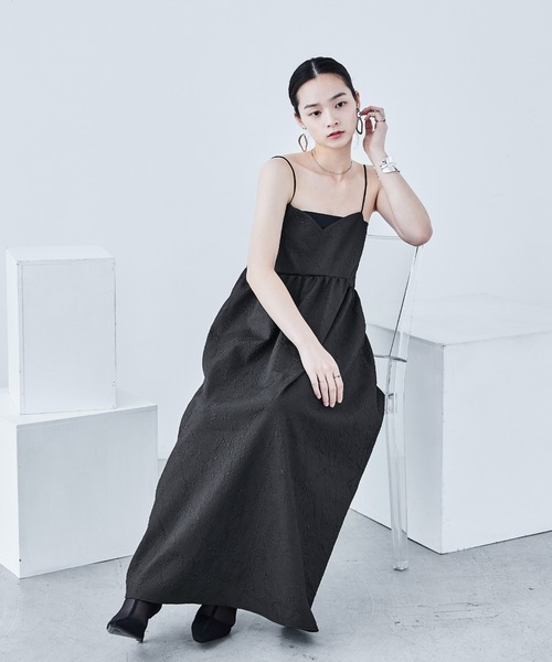ふくれジャガード ビスチェ風キャミワンピース（ワンピース）｜Fashion Letter（ファッションレター）