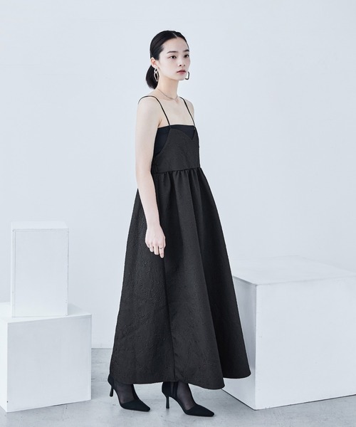 ふくれジャガード ビスチェ風キャミワンピース（ワンピース）｜Fashion Letter（ファッションレター）