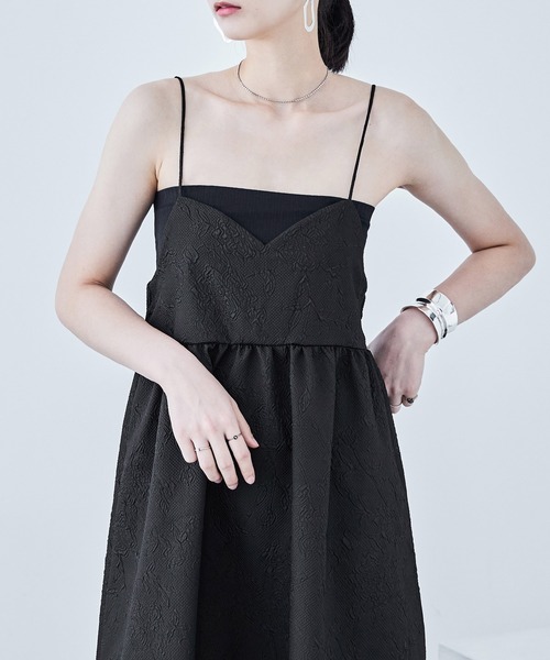 ふくれジャガード ビスチェ風キャミワンピース（ワンピース）｜Fashion Letter（ファッションレター）