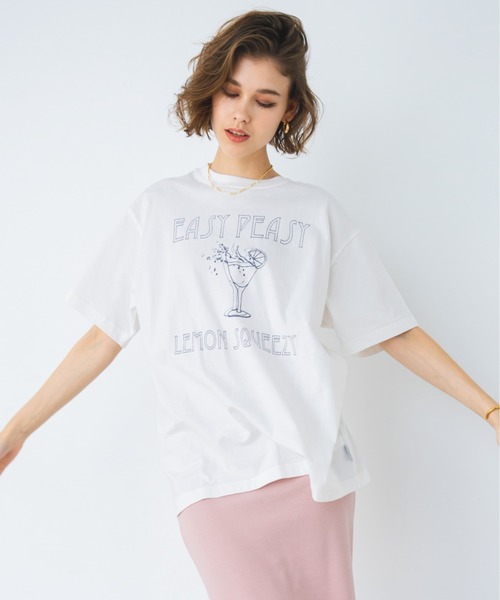ALEXIA STAM(アリシアスタン)の「Cocktails Oversized Tee / CocktailsオーバーTee(Tシャツ/カットソー・レディース・ホワイト/チャコールグレー・FREE)」の16枚目の写真