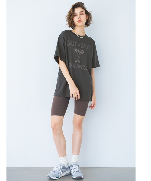 ALEXIA STAM(アリシアスタン)の「Cocktails Oversized Tee / CocktailsオーバーTee(Tシャツ/カットソー・レディース・ホワイト/チャコールグレー・FREE)」の10枚目の写真