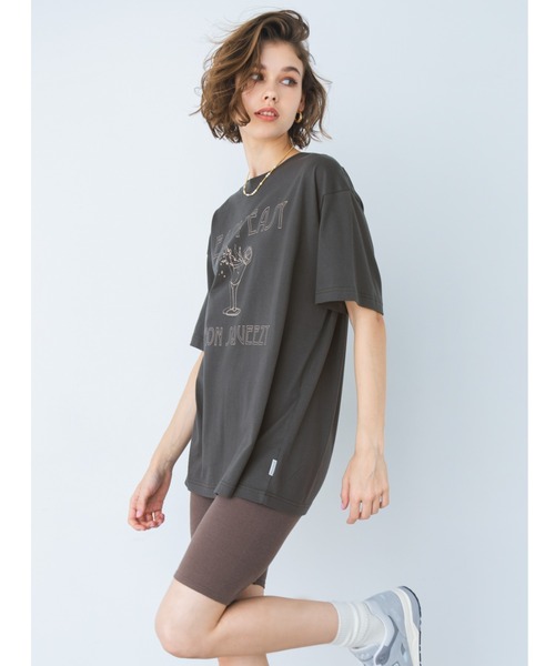 ALEXIA STAM(アリシアスタン)の「Cocktails Oversized Tee / CocktailsオーバーTee(Tシャツ/カットソー・レディース・ホワイト/チャコールグレー・FREE)」の14枚目の写真