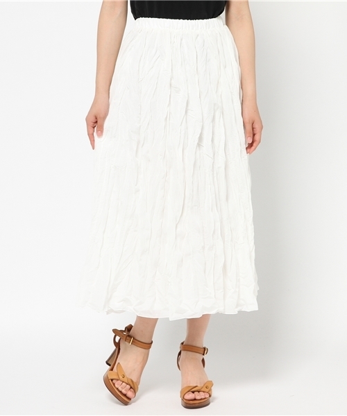 NATURAL BEAUTY BASIC（ナチュラルビューティーベーシック）の「ワッシャーミディスカート（スカート・レディース・ホワイト系その他/ネイビー・MEDIUM）」の2枚目の写真