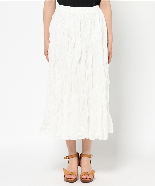 NATURAL BEAUTY BASIC（ナチュラルビューティーベーシック）の「ワッシャーミディスカート（スカート・レディース・ホワイト系その他/ネイビー・MEDIUM）」の3枚目の写真