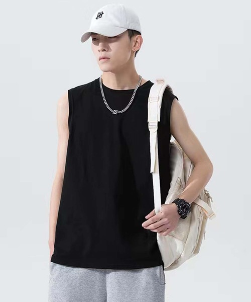 WESTSEA(ウエストシー)の「99.9%の原因菌を抑制 制菌防臭 (ナノファイン加工) 接触冷感 無地ノースリーブTシャツ/タンクトップ(タンクトップ・メンズ・ブルー/ダークグレー/ホワイト/ブラック・L/XL/M)」の9枚目の写真