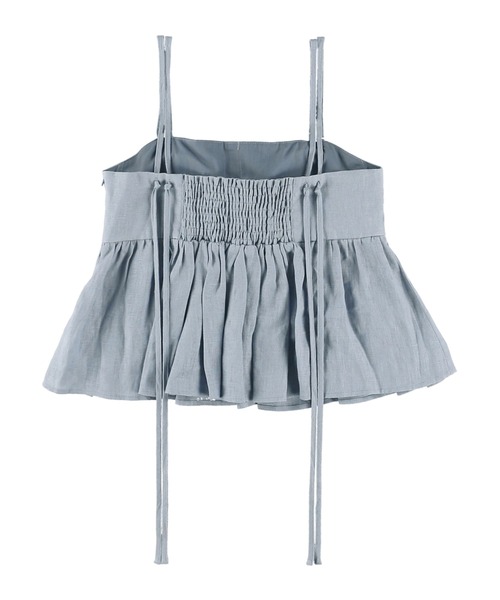 ALEXIA STAM フリル付きキャミソール ブルー F ALEXIA STAM（アリシアスタン）の「Linen Camisole/パッドin