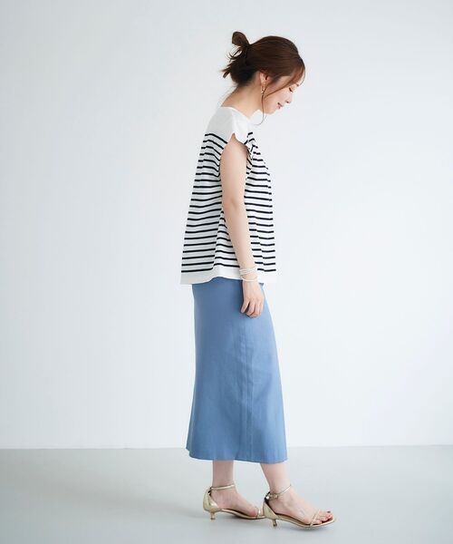 le.coeur blanc(ルクールブラン)の「パネルボーダータックスリーブカットソー(Tシャツ/カットソー・レディース・ホワイト系その他/オレンジ系その他/ブルー系その他4・38)」の8枚目の写真