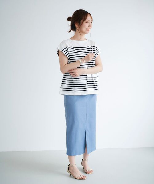 le.coeur blanc(ルクールブラン)の「パネルボーダータックスリーブカットソー(Tシャツ/カットソー・レディース・ホワイト系その他/オレンジ系その他/ブルー系その他4・38)」の12枚目の写真