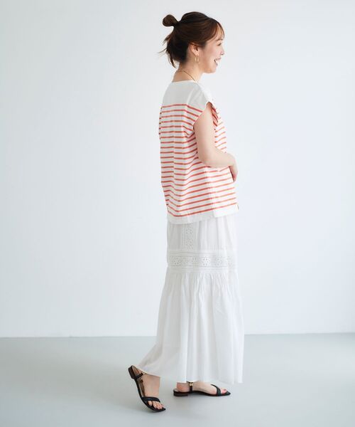 le.coeur blanc(ルクールブラン)の「パネルボーダータックスリーブカットソー(Tシャツ/カットソー・レディース・ホワイト系その他/オレンジ系その他/ブルー系その他4・38)」の13枚目の写真