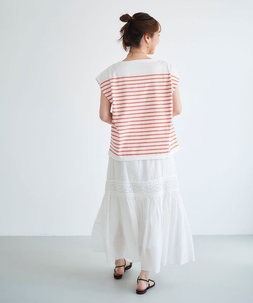 le.coeur blanc(ルクールブラン)の「パネルボーダータックスリーブカットソー(Tシャツ/カットソー・レディース・ホワイト系その他/オレンジ系その他/ブルー系その他4・38)」の16枚目の写真