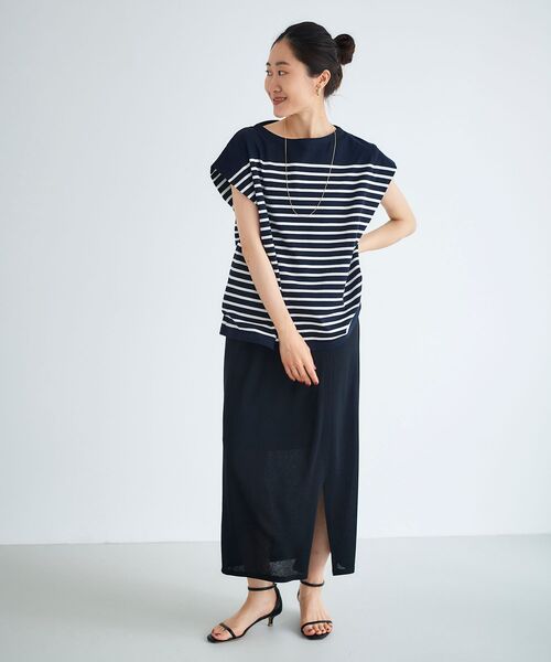 le.coeur blanc(ルクールブラン)の「パネルボーダータックスリーブカットソー(Tシャツ/カットソー・レディース・ホワイト系その他/オレンジ系その他/ブルー系その他4・38)」の6枚目の写真