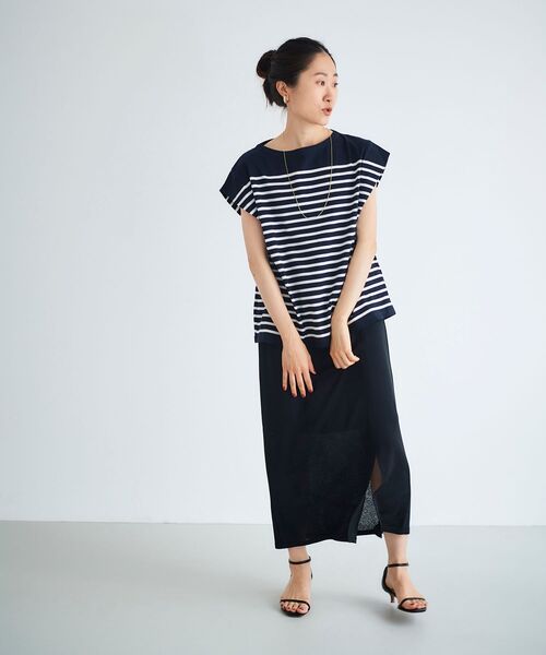 le.coeur blanc(ルクールブラン)の「パネルボーダータックスリーブカットソー(Tシャツ/カットソー・レディース・ホワイト系その他/オレンジ系その他/ブルー系その他4・38)」の10枚目の写真